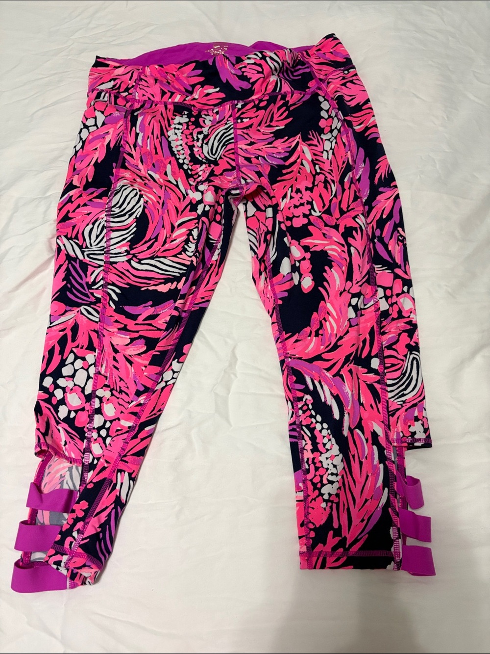 Lilly Pulitzer Hot Pink Navy White Printed Leggings